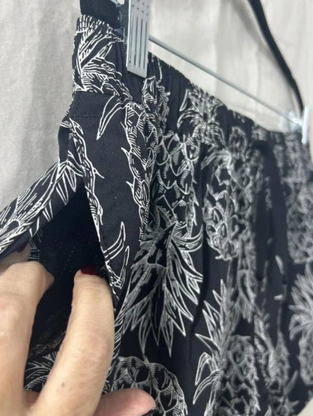 Lauren James Black Pineapple Print Athletic Shorts